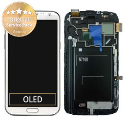 Samsung Galaxy Note 2 N7100 - LCD Displej + Dotykové Sklo + Rám (Marble White) - GH97-14112A Genuine Service Pack