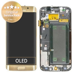 Samsung Galaxy S6 Edge G925F - LCD Displej + Dotykové Sklo + Rám (Gold Platinum) - GH97-17162C, GH97-17317C, GH97-17334C Genuine Service Pack