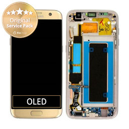 Samsung Galaxy S7 Edge G935F - LCD Displej + Dotykové Sklo + Rám (Gold) - GH97-18533C, GH97-18594C, GH97-18767C Genuine Service Pack