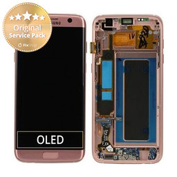 Samsung Galaxy S7 Edge G935F - LCD Displej + Dotykové Sklo + Rám (Pink Gold) - GH97-18533E, GH97-18594E, GH97-18767E Genuine Service Pack