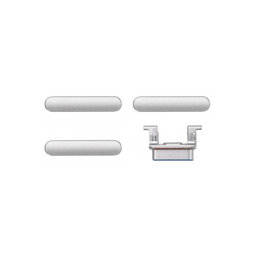 Apple iPhone 8, SE (2020), SE (2022) - Set Tlačítek Hlasitosti + Zapínání + Tichého Režimu (Silver, White)