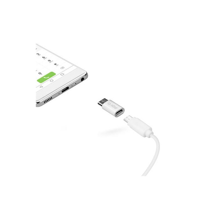 SBS - Adaptér Micro-USB / USB-C, bílá