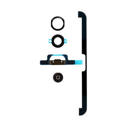 Apple iPad Mini, Mini 2 - Tlačítko Domů + Flex Kabel + Držák + Plastový Kroužek + Těsnění (Černá)