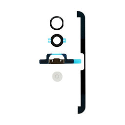 Apple iPad Mini, Mini 2 - Tlačítko Domů + Flex Kabel + Držák + Plastový Kroužek + Těsnění (Bílá)