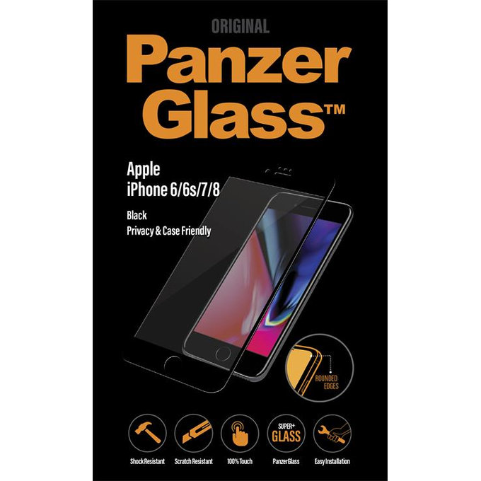 PanzerGlass - Case-friendlyTvrdené sklo pro iPhone 8/7/6s/6 Privacy, černá