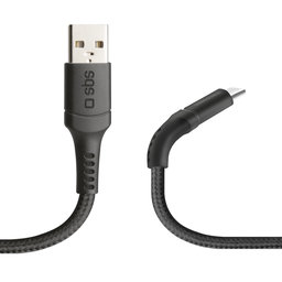 SBS - Kabel UNBREAKABLE - USB / USB-C (1m), černá