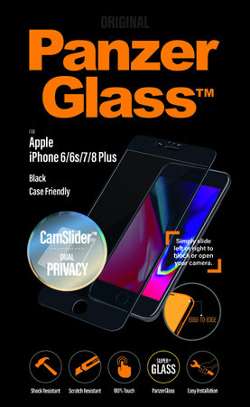 PanzerGlass - Tvrzené sklo Privacy, Case Friendly, CamSlider pro iPhone 8/7 / 6S / 6 Plus, černá