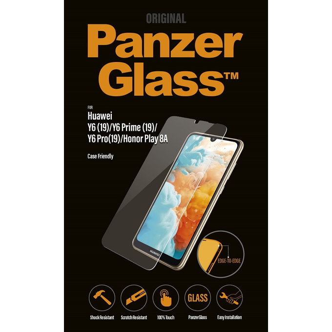 PanzerGlass - Tvrzené Sklo Case Friendly pro Huawei Y6, Y6 Pro, Y6 Prime 2019, Honor Play 8A, transparent
