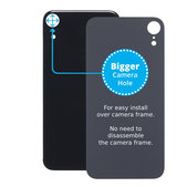 Apple iPhone XR - Sklo Zadního Housingu se Zvětšeným Otvorem na Kameru (Black)