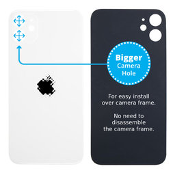 Apple iPhone 11 - Sklo Zadního Housingu se Zvětšeným Otvorem na Kameru (White)