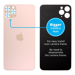 Apple iPhone 11 Pro - Sklo Zadního Housingu se Zvětšeným Otvorem na Kameru (Gold)