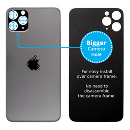 Apple iPhone 11 Pro - Sklo Zadního Housingu se Zvětšeným Otvorem na Kameru (Space Gray)