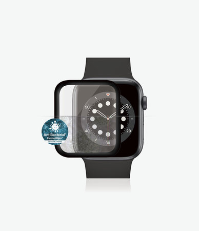 PanzerGlass - Tvrzené Sklo Full Silicone pro Apple Watch Series 4, 5, 6, SE (1st gen) a SE (2nd gen) 44mm, černá