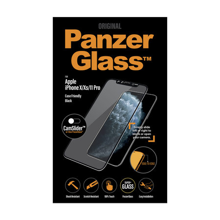 PanzerGlass - Tvrzené Sklo Case Friendly CamSlider pro iPhone X, XS a 11 Pro, black