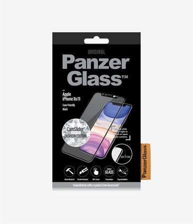 PanzerGlass - Tvrzené sklo Case Friendly CamSlider Swarovski pro iPhone 11 / XR, černá