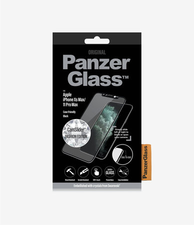 PanzerGlass - Tvrzené sklo Case Friendly CamSlider Swarovski pro iPhone 11 Pro Max / XS Max, černá