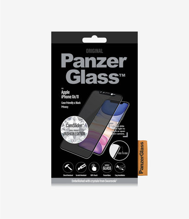 PanzerGlass - Tvrzené Sklo Privacy Case Friendly CamSlider Swarovski pro iPhone XR a 11, black