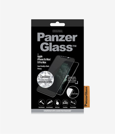 PanzerGlass - Tvrzené sklo Privacy Case Friendly CamSlider Swarovski pro iPhone 11 Pro Max / XS Max, černá