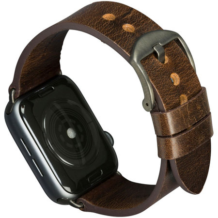 MODE - Kožený náramek Bornholm pro Apple Watch 44 mm, dark brown / space grey