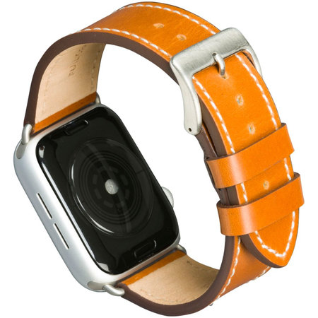 MODE - Kožený náramek Copenhagen pro Apple Watch 44 mm, tan / silver