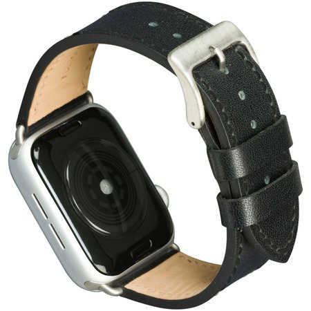 MODE - Kožený náramek Copenhagen pro Apple Watch 44 mm, black / silver