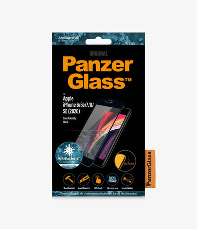 PanzerGlass - Tvrzené Sklo Case Friendly AB pro iPhone 6, 6s, 7, 8, SE 2020 a SE 2022, černá