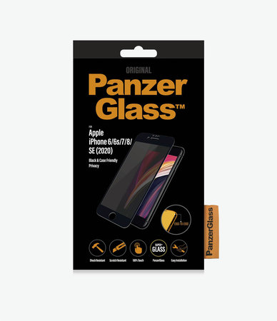 PanzerGlass - Tvrzené Sklo Privacy Case Friendly pro iPhone 6, 6s, 7, 8, SE 2020 a SE 2022, černá