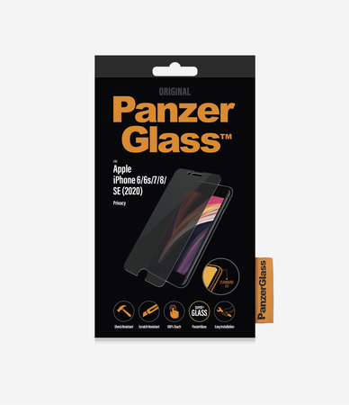 PanzerGlass - Tvrzené Sklo Privacy Standard Fit pro iPhone 6, 6s, 7, 8, SE 2020 a SE 2022, transparent