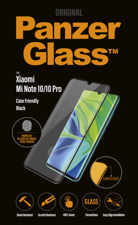 PanzerGlass - Tvrzené Sklo Case Friendly pro Xiaomi Mi Note 10 Pro, Mi Note 10 Lite, Mi Note 10, black