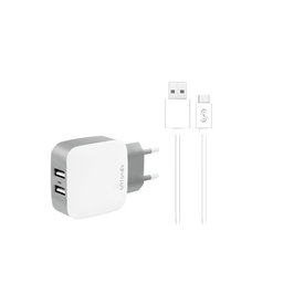 Fonex - Nabíjecí Adaptér 2x USB + Kabel USB / USB-C, 10W, bílá