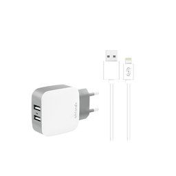 Fonex - Nabíjecí Adaptér 2x USB + Kabel USB / Lightning, 10W, bílá