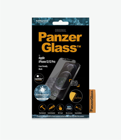 PanzerGlass - Tvrzené Sklo Case Friendly CamSlider AB pro iPhone 12 a 12 Pro, černá