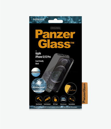PanzerGlass - Tvrzené Sklo Case Friendly AntiGlare pro iPhone 12 a 12 Pro, černá