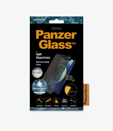 PanzerGlass - Tvrzené Sklo Privacy Case Friendly CamSlider AB pro iPhone 12 mini, černá