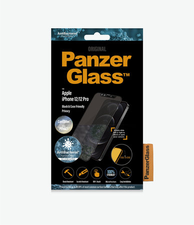 PanzerGlass - Tvrzené Sklo Privacy Case Friendly CamSlider AB pro iPhone 12 a 12 Pro, černá