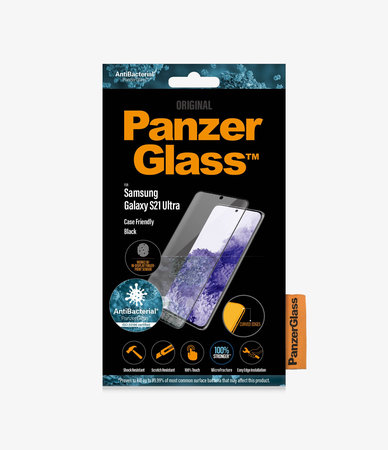 PanzerGlass - Tvrzené Sklo Case Friendly AB pro Samsung Galaxy S21 Ultra, Fingerprint komp., černá