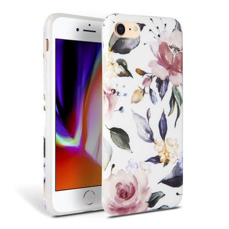 Tech-Protect - Pouzdro Floral pro iPhone SE 2020/8/7, bílá
