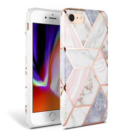 Tech-Protect - Pouzdro Marble pro iPhone SE 2020/8/7, růžová