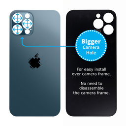 Apple iPhone 12 Pro - Sklo Zadního Housingu se Zvětšeným Otvorem na Kameru (Blue)