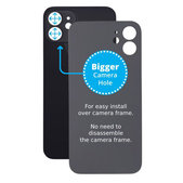 Apple iPhone 12 - Sklo Zadního Housingu se Zvětšeným Otvorem na Kameru (Black)