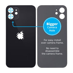 Apple iPhone 12 - Sklo Zadního Housingu se Zvětšeným Otvorem na Kameru (Black)