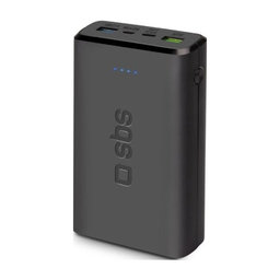 SBS - PowerBank 20 000 mAh, 2x USB, USB-C, Micro-USB, černá