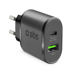 SBS - 25W Nabíjecí Adaptér USB, USB-C, černá