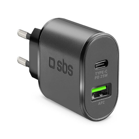 SBS - 25W Nabíjecí Adaptér USB, USB-C, černá