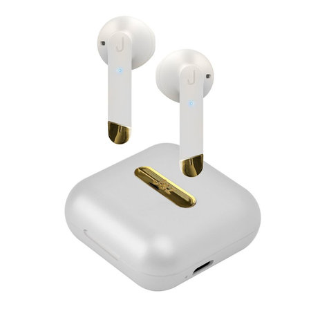 SBS - Bezdrátová sluchátka TWS Hoox s nabíjecím pouzdrem 300 mAh, bílá perla