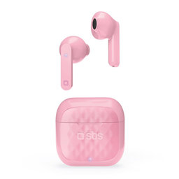 SBS - Bezdrátová sluchátka TWS Air Free s nabíjecím pouzdrem 250 mAh, růžová