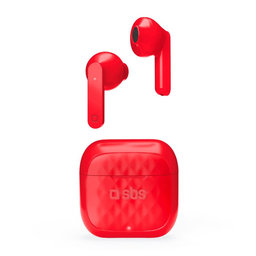 SBS - Bezdrátová sluchátka TWS Air Free s nabíjecím pouzdrem 250 mAh, červená