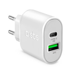 SBS - 20W Nabíjecí Adaptér USB, USB-C, bílá