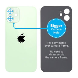 Apple iPhone 12 Mini - Sklo Zadního Housingu se Zvětšeným Otvorem na Kameru (Green)
