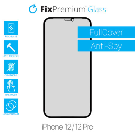 FixPremium Privacy Anti-Spy Glass - Tvrzené sklo pro iPhone 12 a 12 Pro